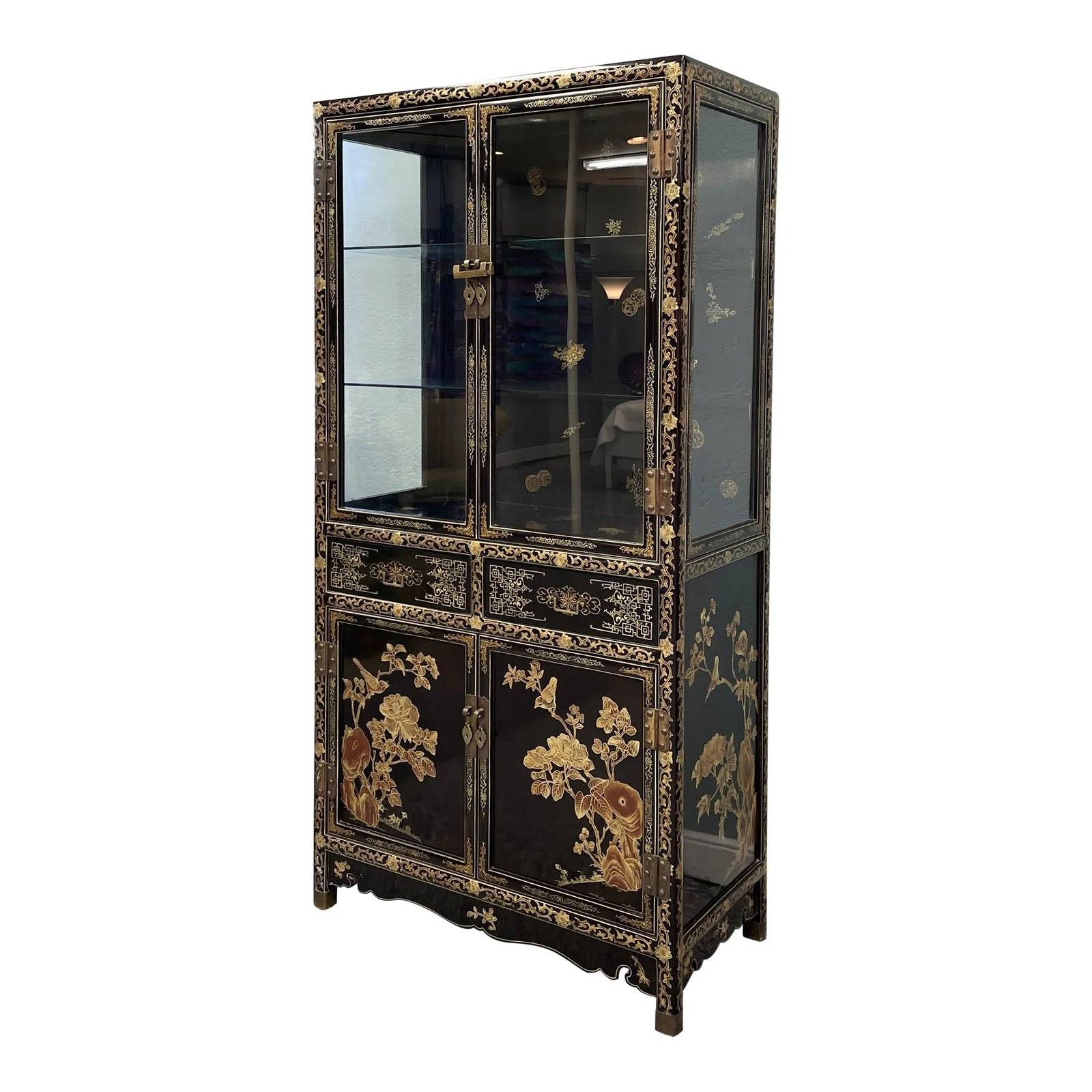 Encore Furniture Gallery-Vintage Chinoiserie China Display Cabinet